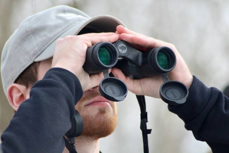 Man with binoculars