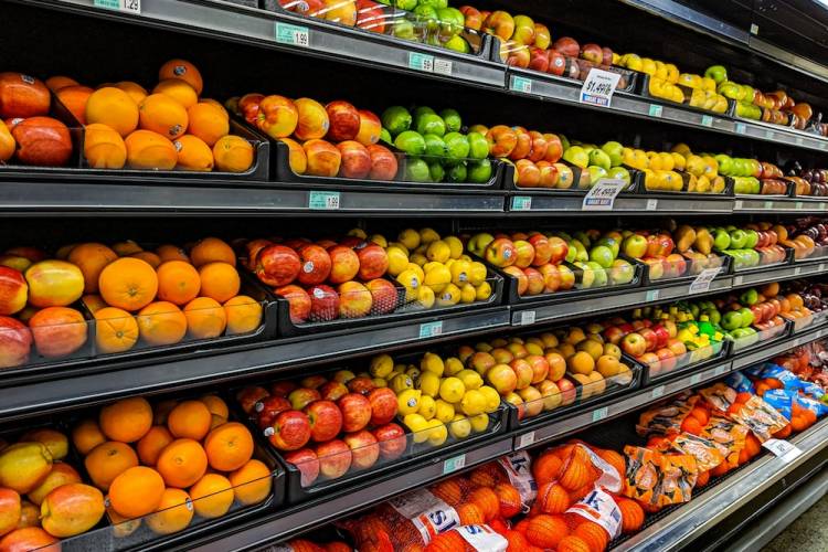 Produce section at grocery store