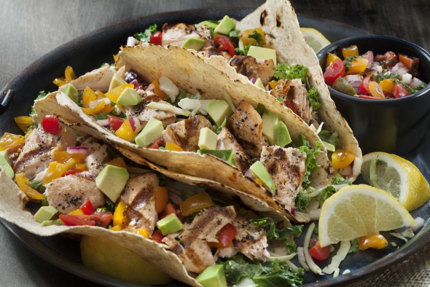 plate of three fish tacos