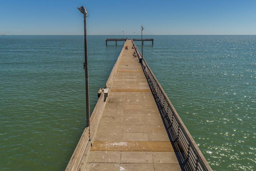 Aerial view of ocean pier